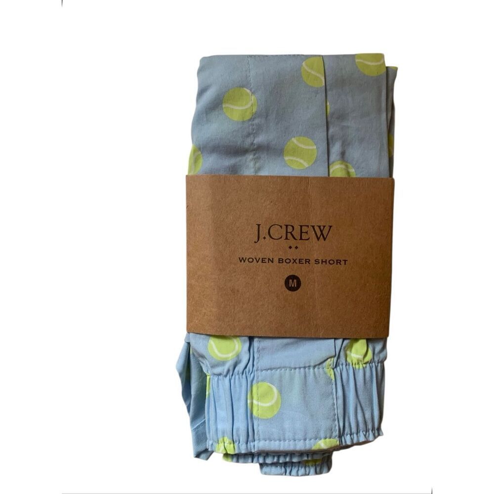 J. Crew Men’s Cotton Poplin Woven Boxer Briefs Blue Tennis Ball Print, New